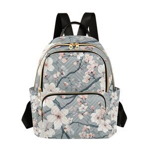 8993 Pink White Cherry Blossoms Flowers Mini Backpack Purse Travel Bag